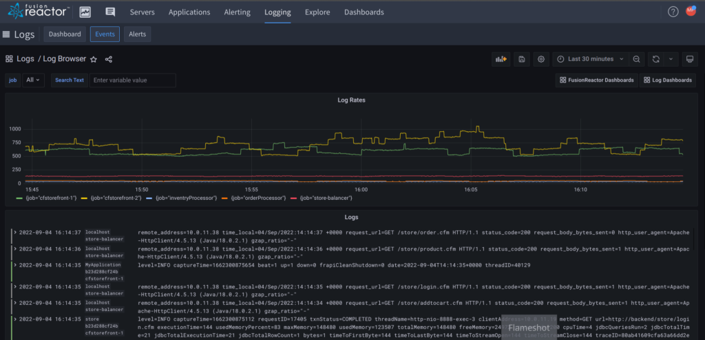 Log events